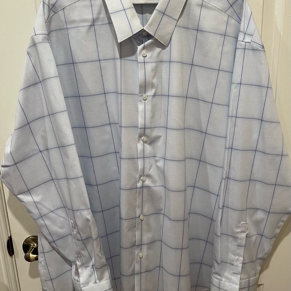 Calvin Klein Blue Casual Button Down Shirt Infinite Non Iron 4XL 34/35